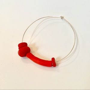 Handmade Clay fire red choker